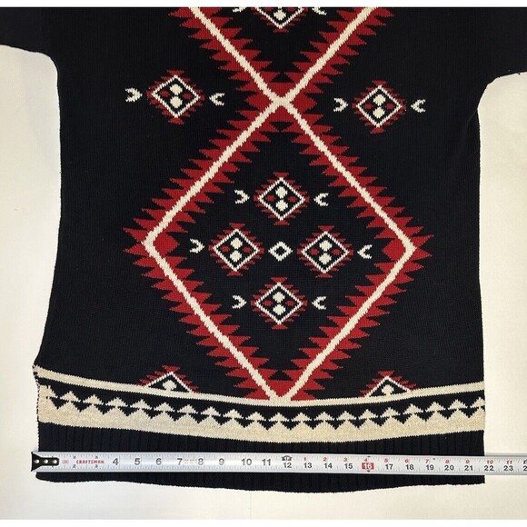 Ralph Lauren Petite Women’s Oversized Sweater Black Red Southwestern Size PL - Picture 11 of 12